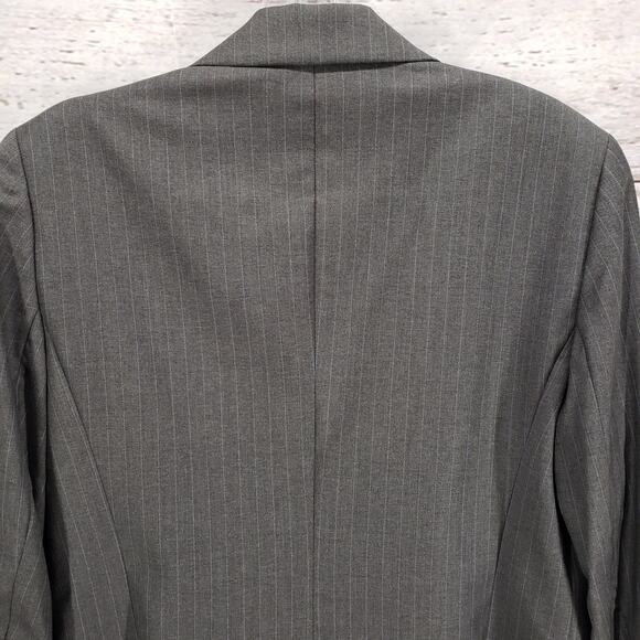 Lafayette 148 New York Gray Pinstriped 100%Wool Blazer Jacket Size 10 - Picture 14 of 15